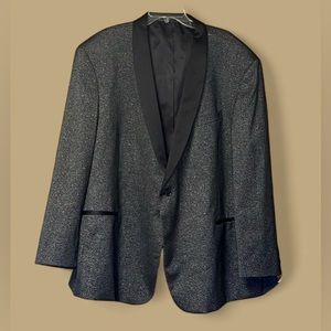 NWT JF J. Ferrar Tuxedo Jacket Metallic Sparkle Black/Silver SZ 56R